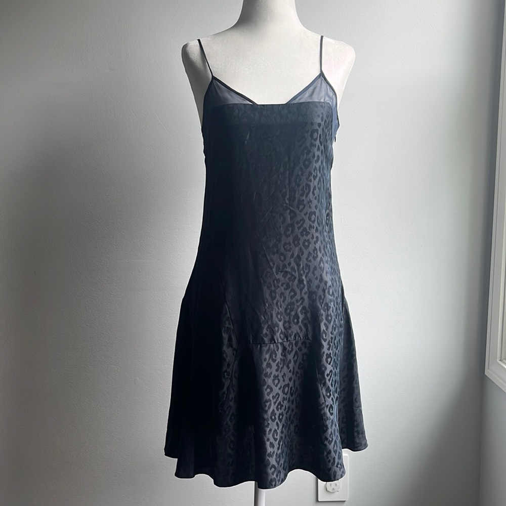 Thakoon Addition leopard slip dress with sheer trim